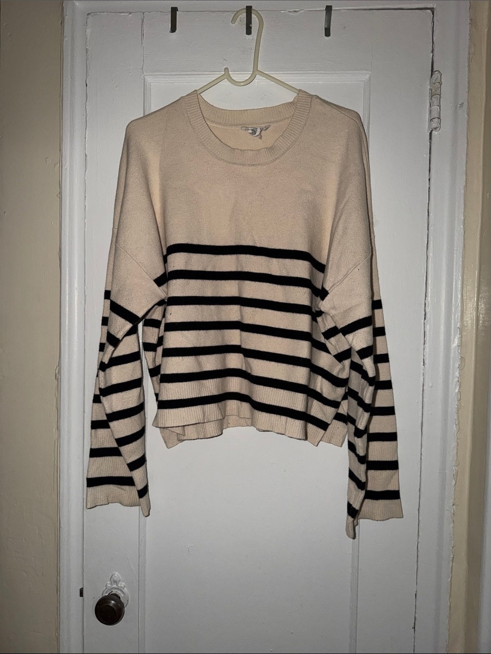 For The Republic Cream Crewneck Sweater with Black Label